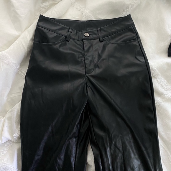 High Waist PU Leather Straight Leg Pants - Picture 3 of 4